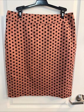 LOFT Rust Polka Dot Pencil Skirt